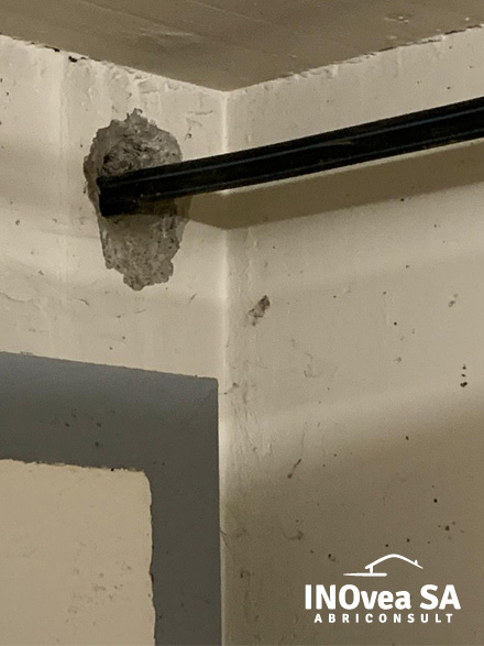 L'enveloppe (murs) de l'abri a été carottée et n'est plus hermétique L'enveloppe (murs) de l'abri a été carottée et n'est plus hermétique